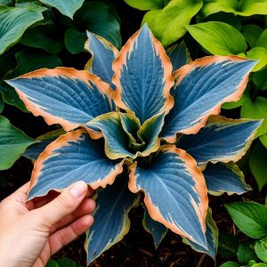 Хоста Океан Вью купить по цене от 960р. в интернет-магазине «Посадика» с доставкой почтой в в Россошье и по всей России – [изображение №1].